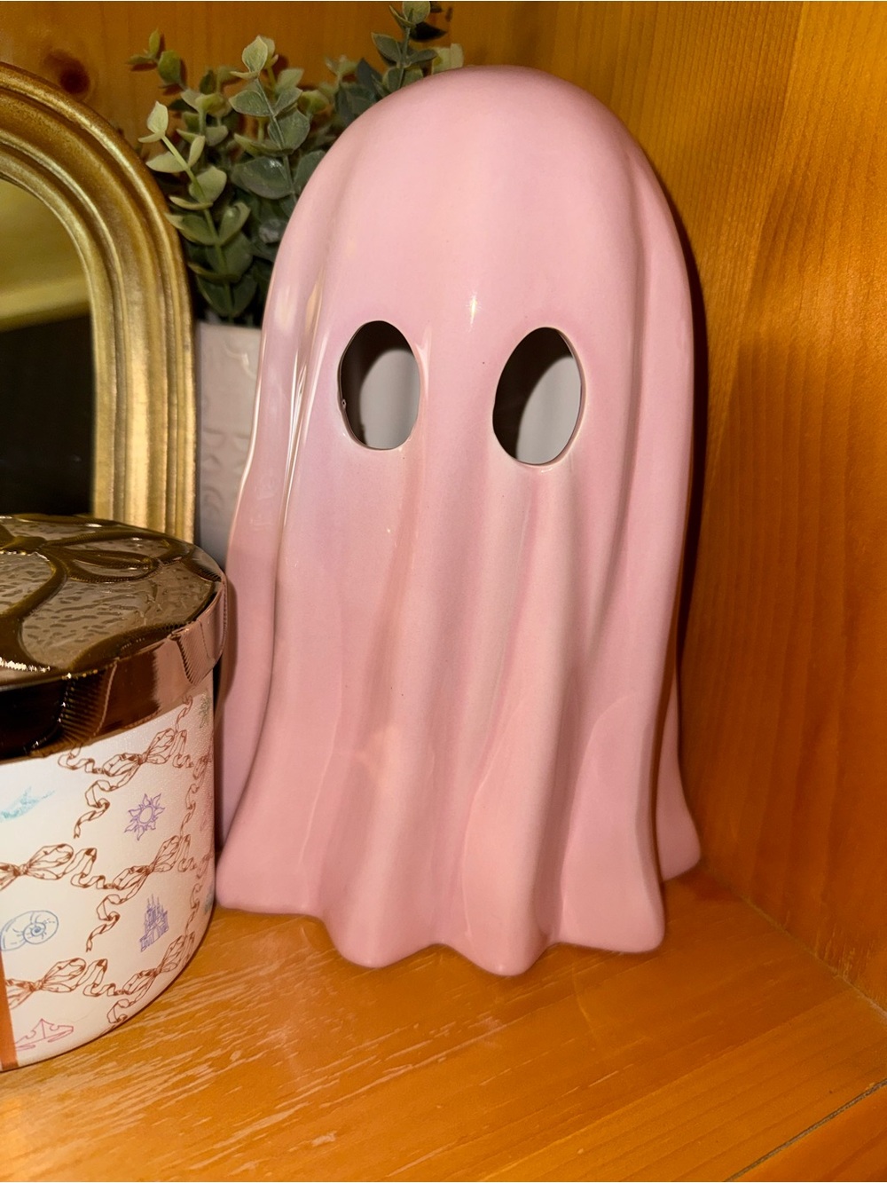 Pink Ceramic Ghost Holiday Decor - Brand: